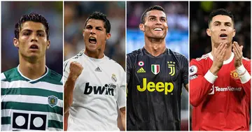 Cristiano Ronaldo, Sporting Lisbon, Real Madrid, Juventus, Manchester United