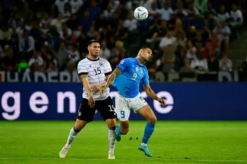 Gianluca Scamacca (R) is yet to score for Italy