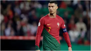 Cristiano Ronaldo reacts during the EURO Qualifier match between Portugal and Iceland at the Jose Alvalade Stadium. Photo by David S. Bustamante.