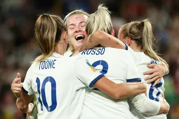 England celebrate Alessia Russo's winner