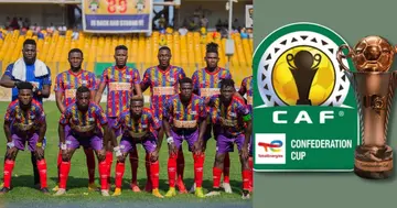 Hearts of Oak line up ahead of the game against Wydad. SOURCE: Twitter/ @HeartsOfOakGH