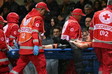 Inter's Benjamin Pavard being stretchered away