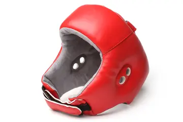 Boxing helmet on display