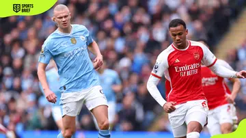 Erling Haaland and Gabriel Magalhaes during a match