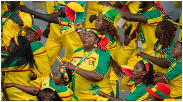 Senegal fans sing and dance before a match at the AFCON 2023. Photo: Ulrik Pedersen.