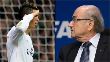 Cristiano Ronaldo, FIFA president, Sepp Blatter, commandant, Marcelo, Real Madrid