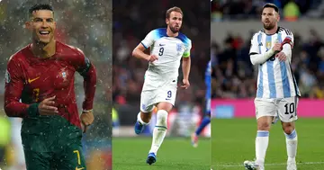 Harry Kane, Cristiano Ronaldo, Lionel Messi