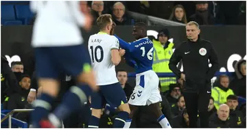 Harry Kane, Abdoulaye Doucoure, Everton, Tottenham Hotspur, red card