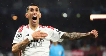 Angel Di Maria celebrating a goal.