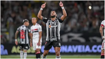 Hulk of Atletico MG celebrates after scoring during the Brasileirao 2023 at Mineirao. Photo by João Guilherme.