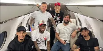 Six Brazilian fly back to England on a private jet