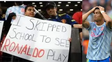 Young Man United Fan Skipped School to Watch Ronaldo, Disappointed As Stunning Photo Emerges