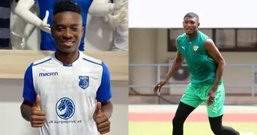 Jamal Arago and Kennedy Boateng. SOURCE: Twitter/ @SaddickAdams FACEBOOK/ Togolese Football Federation