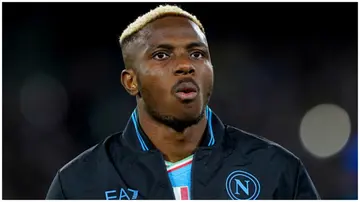 Victor Osimhen looks on during the Champions League Group C match between SSC Napoli and SC Braga. Photo: Giuseppe Maffia.