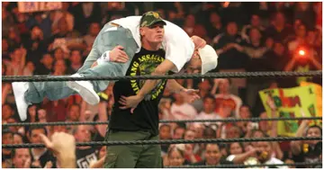 John Cena and Kevin Federline during WWE Monday Night RAW with Surprise Guest Kevin Federline at The Staples Center in Los Angeles. Photo by Matthew Simmons.
