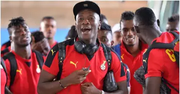 Asamoah Gyan with the Black Stars team in Egypt 2019. SOURCE: Twitter/ @CAFonline