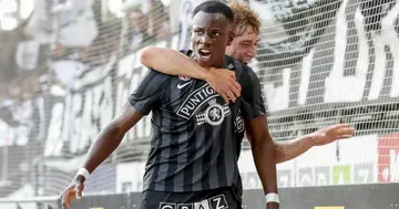 Kelvin Yeboah playing for Sturm Graz. SOURCE: Twitter/ @SKSturm