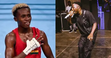 Raggae Dancehall superstar Stonebwoy celebrates Olympic bronze medalist Samuel Takyi