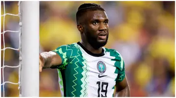 Terem Moffi looks on during the Nigeria's friendly match against Ecuador. Photo: Tim Nwachukwu.