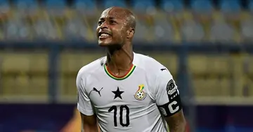 Andre Ayew celebrating a goal for the Black Stars of Ghana. SOURCE: Twitter/ @ghanafaofficial