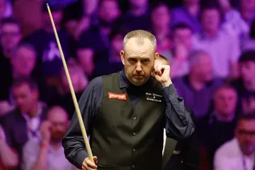 Mark Williams reacts in the 2024 Johnstone's Paint Tour Championship
