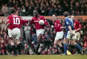 Manchester United players during the 9-0 Premier League match