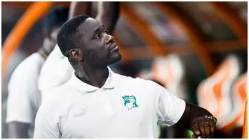 Emerse Fae looks on ahead of the Africa Cup of Nations 2023 Round of 16 football match between Senegal and Ivory Coast. Photo: KENZO TRIBOUILLARD.