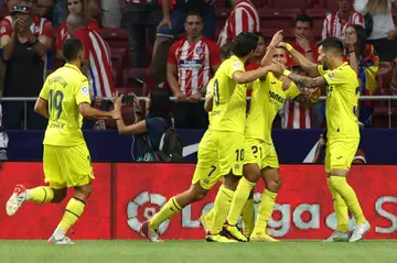 Villarreal's Yeremi Pino (2R) celebrates giving his side the lead