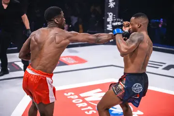 Mark Kamba punches Peace Nguphane at EFC 105.