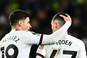 Phil Foden (right) and Julian Alvarez were both on the scoresheet for Manchester City against Everton