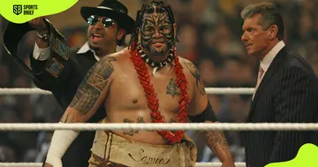 Umaga (c) pictured during WrestleMania 23.