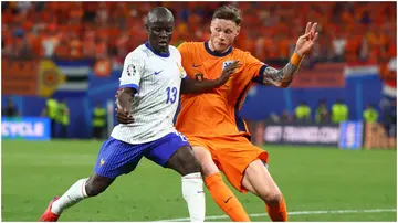 N'Golo Kante, Wout Weghorst, France, Netherlands, Euro 2024, Red Bull Arena, Leipzig, Germany.