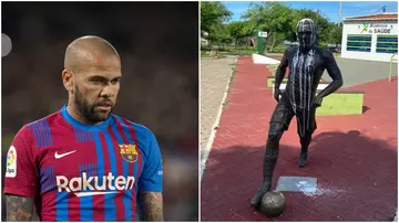 Former Barcelona star, Dani Alves' statue was defaced with white paint in his hometown of Bahia.