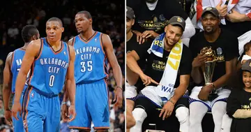 Kevin Durant, Russell Westbrook, James Harden, Stephen Curry, Golden State Warriors, Oklahoma City Thunder