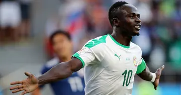 Sadio Mane celebrates after scoring for Senegal (Photo by Ryan Pierse/Getty Images )