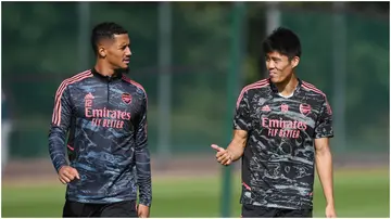 William Saliba, Takehiro Tomiyasu, Colney, Arsenal.