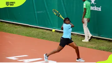 Peace Peace Udoh of Nigeria plays tennis