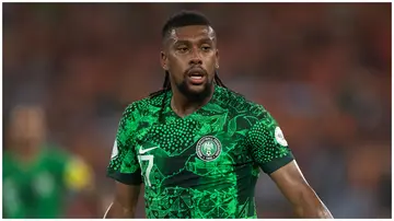 Alex Iwobi in action for Nigeria against Ivory Coast the 2023 AFCON final at the Stade Olympique Alassane Ouattara on February 11, in Abidjan. Photo: Visionhaus. 