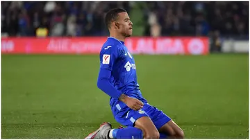 Mason Greenwood celebrates after scoring during the La Liga match between Getafe CF and UD Almeria. Photo by Denis Doyle.