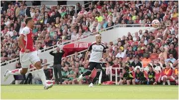 William Saliba, Mikel Arteta, Andreas Pereira, Fulham, Arsenal, Emirates Stadium.