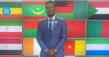 Asamoah Gyan working as a pundit on Super Sport. SOURCE: @ASAMOAH_GYAN3