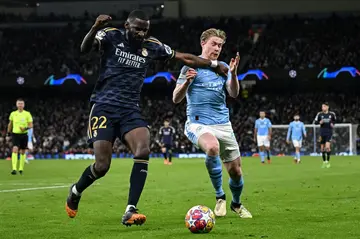 Real Madrid's German defender Antonio Rudiger (L) had an excellent couple of matches against Manchester City