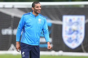David James reacts during Soccer Aid For Unicef 2021 training