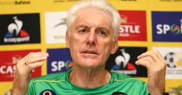 Hugo Broos during a press conference.