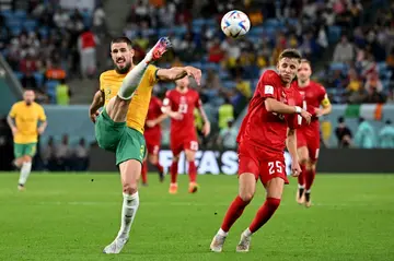 Australian defender Milos Degenek made his World Cup debut against Denmark