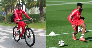 Ghana midfielder Mohammed Kudus training in Portugal with Ajax. SOURCE: Twitter/ @AFCAjax
