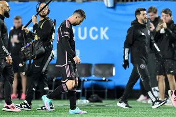 Lionel Messi walks off the field after Inter Miami's season ends in defeat to Charlotte FC on Saturday