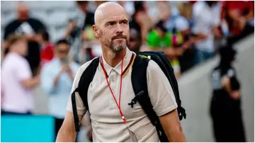 Erik ten Hag looks on prior to the pre-season friendly match between Manchester United and Wrexham at Snapdragon Stadium. Photo by Ash Donelon.