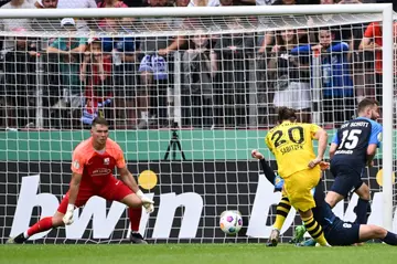 Marcel Sabitzer (R) joined Borussia Dortmund from Bayern Munich in the close season