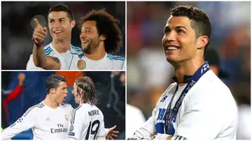 hug, embrace, Cristiano Ronaldo, Real Madrid, Marcelo, Luka Modric, Keylor Navas, Casemiro